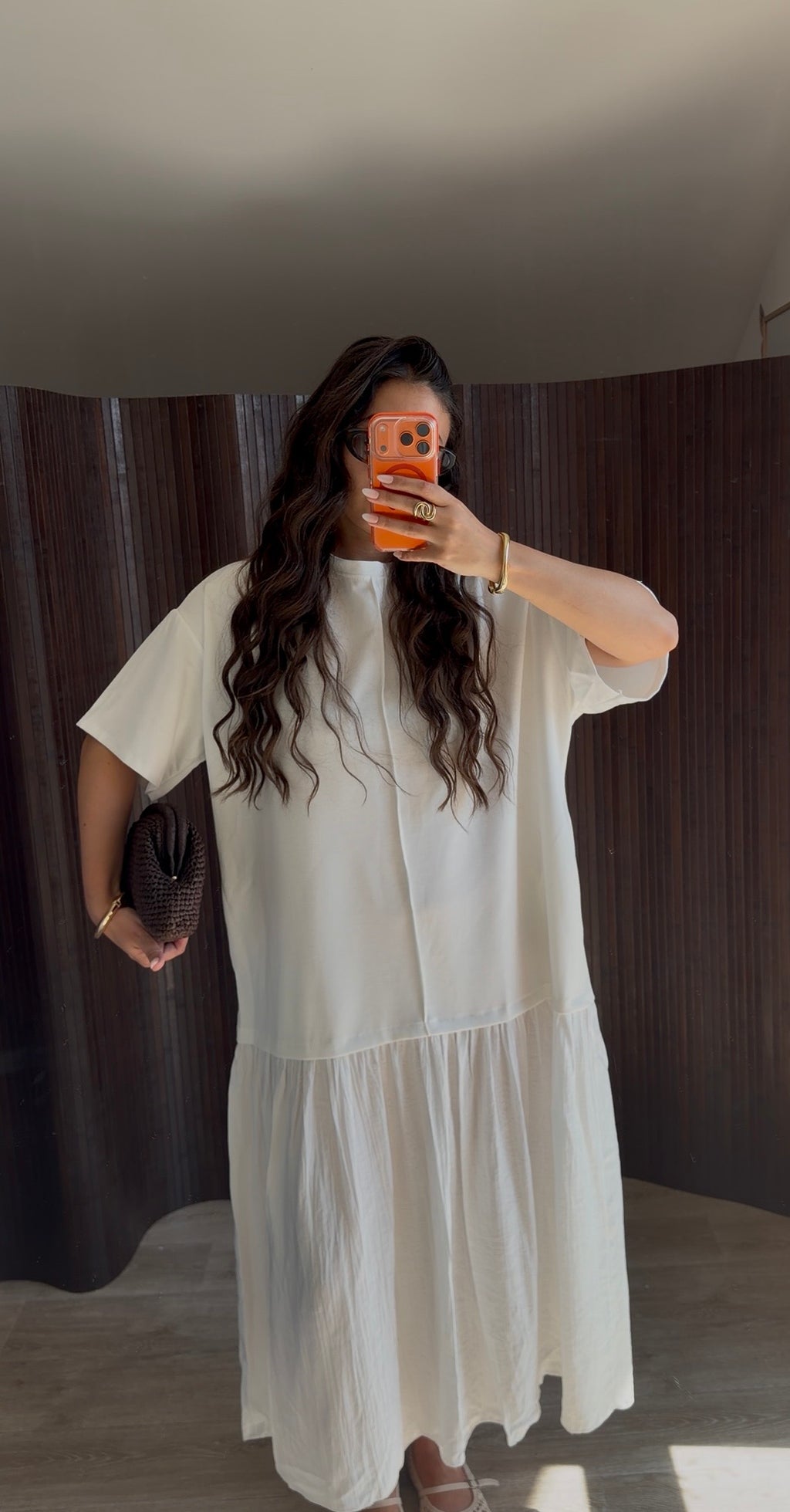 ROBE LONGUE T-SHIRT BLANCHE AVEC TRAIT