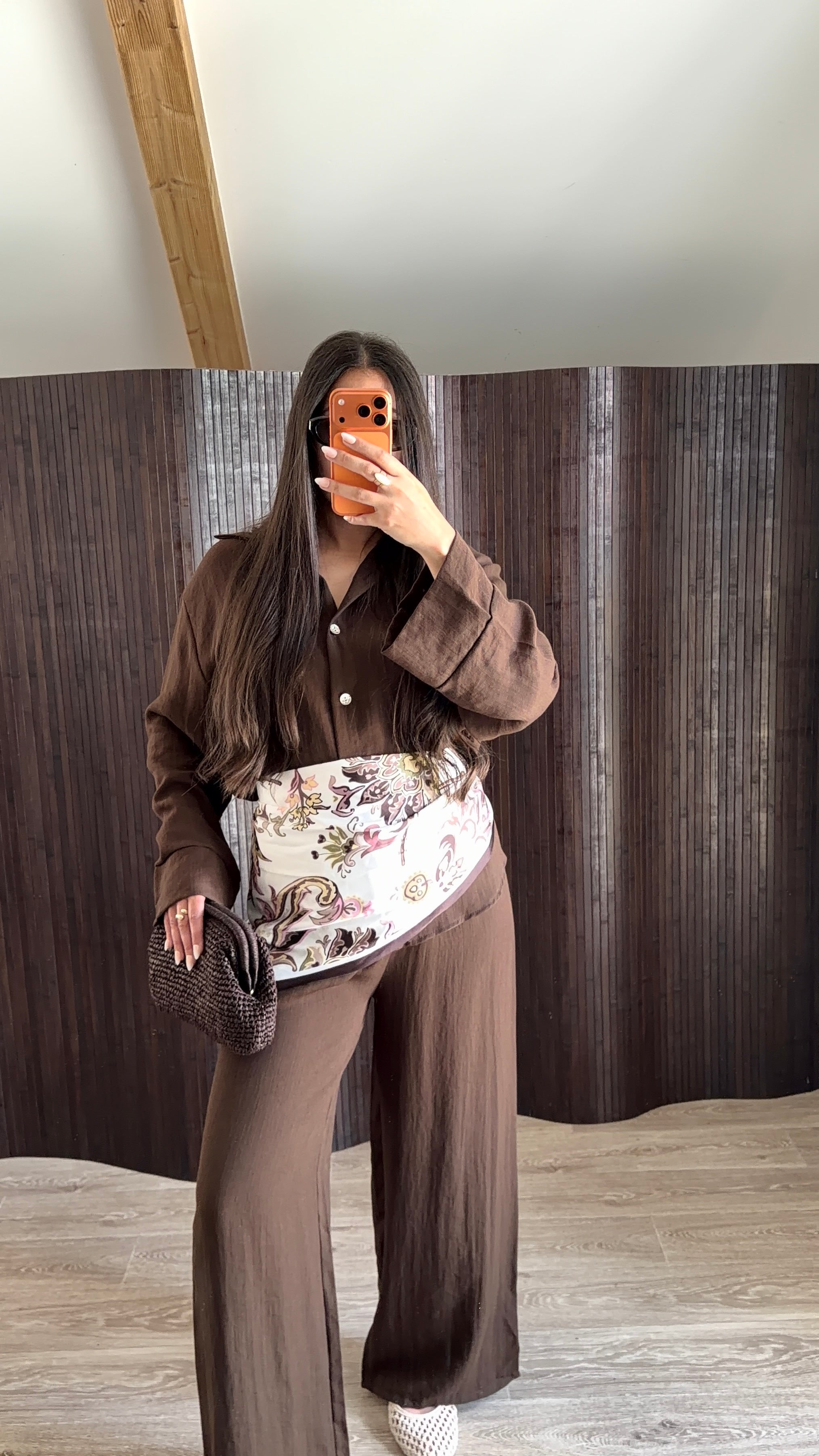 ENSEMBLE FOULARD MARRON