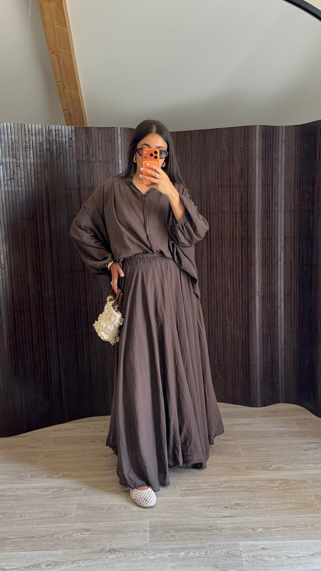 Ensemble jupe & chemisier Alma Marron