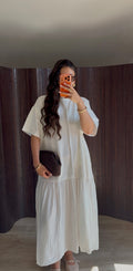 ROBE LONGUE T-SHIRT BLANCHE AVEC TRAIT
