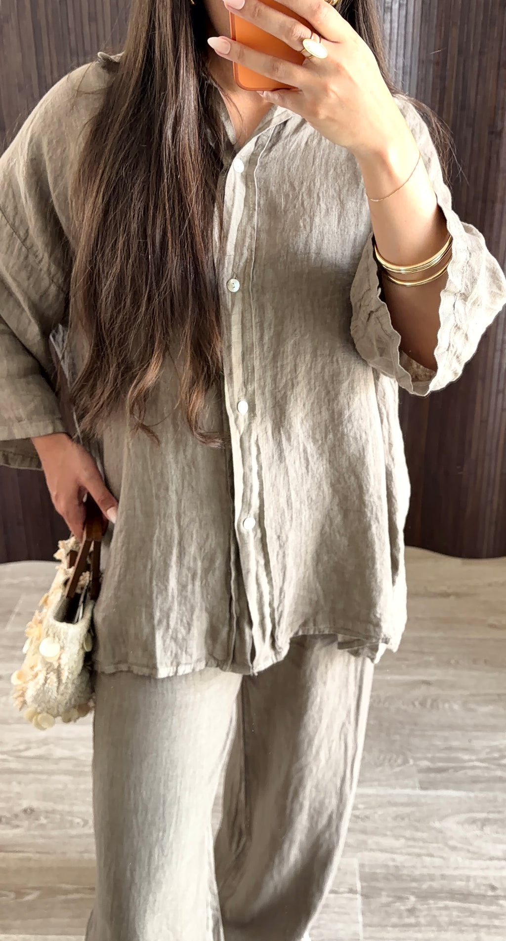 ENSEMBLE LIN SUPÉRIEUR TAUPE