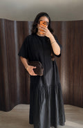 ROBE LONGUE T-SHIRT NOIR AVEC TRAIT