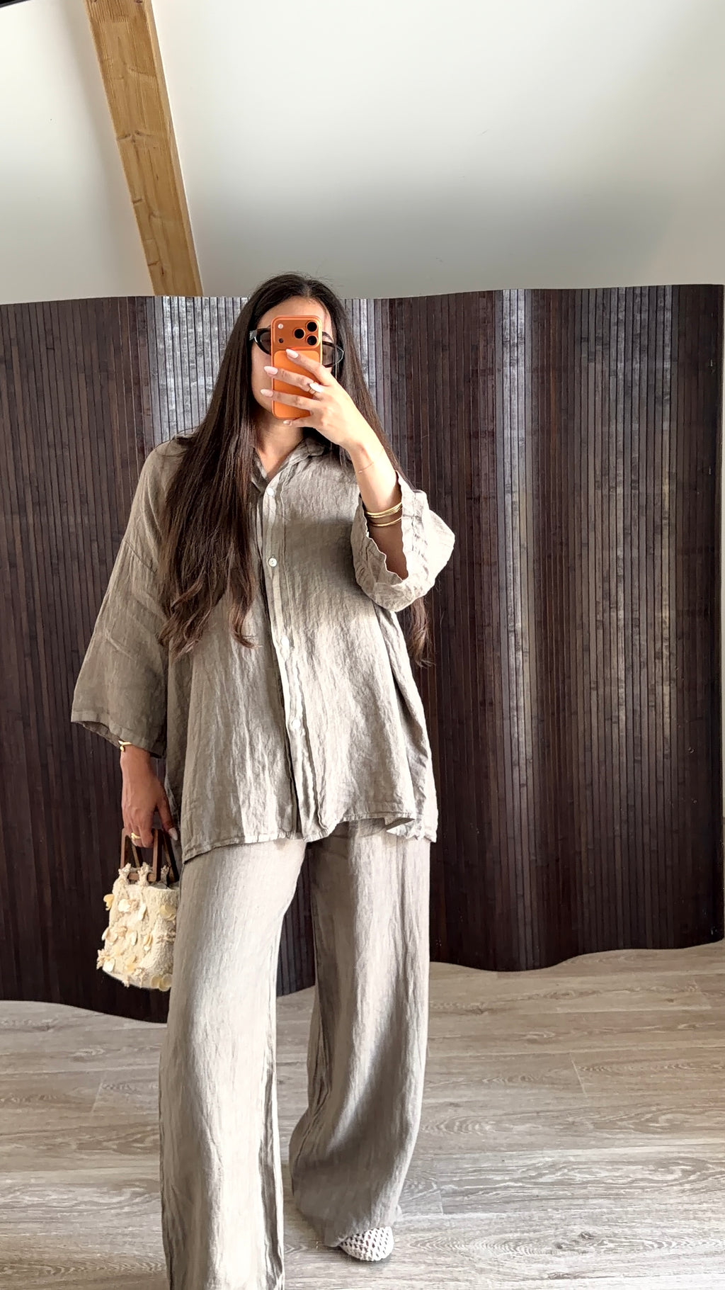 ENSEMBLE LIN SUPÉRIEUR TAUPE