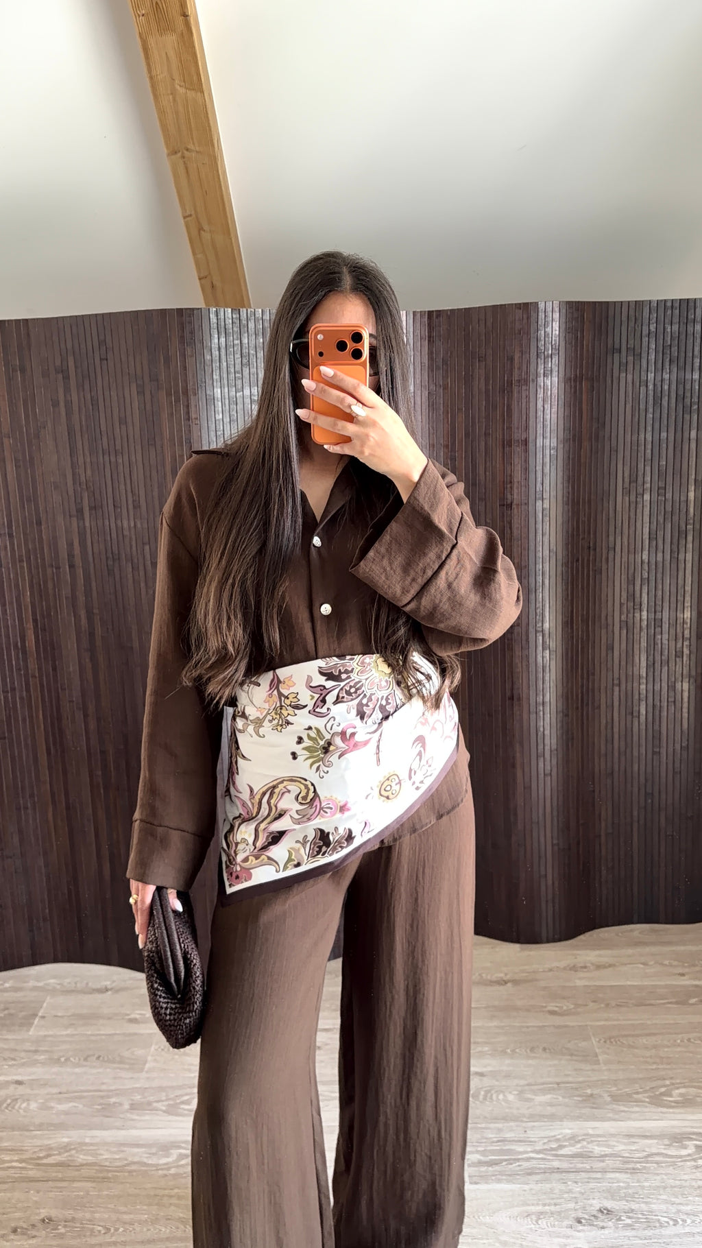 ENSEMBLE FOULARD MARRON