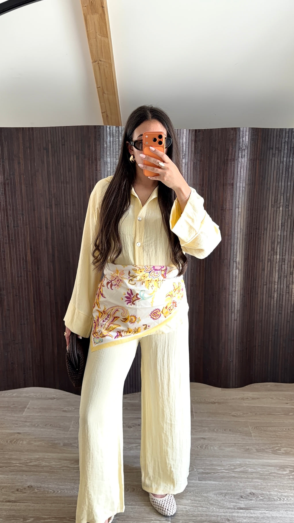 ENSEMBLE FOULARD JAUNE BEURRE