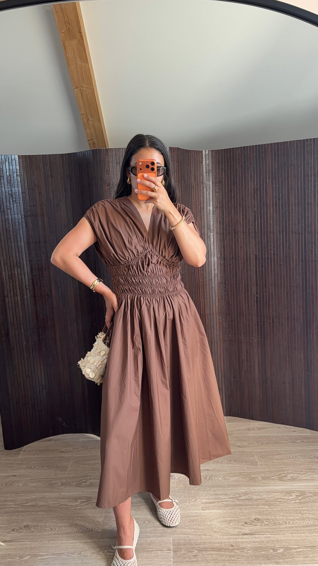 Robe manche courte marron