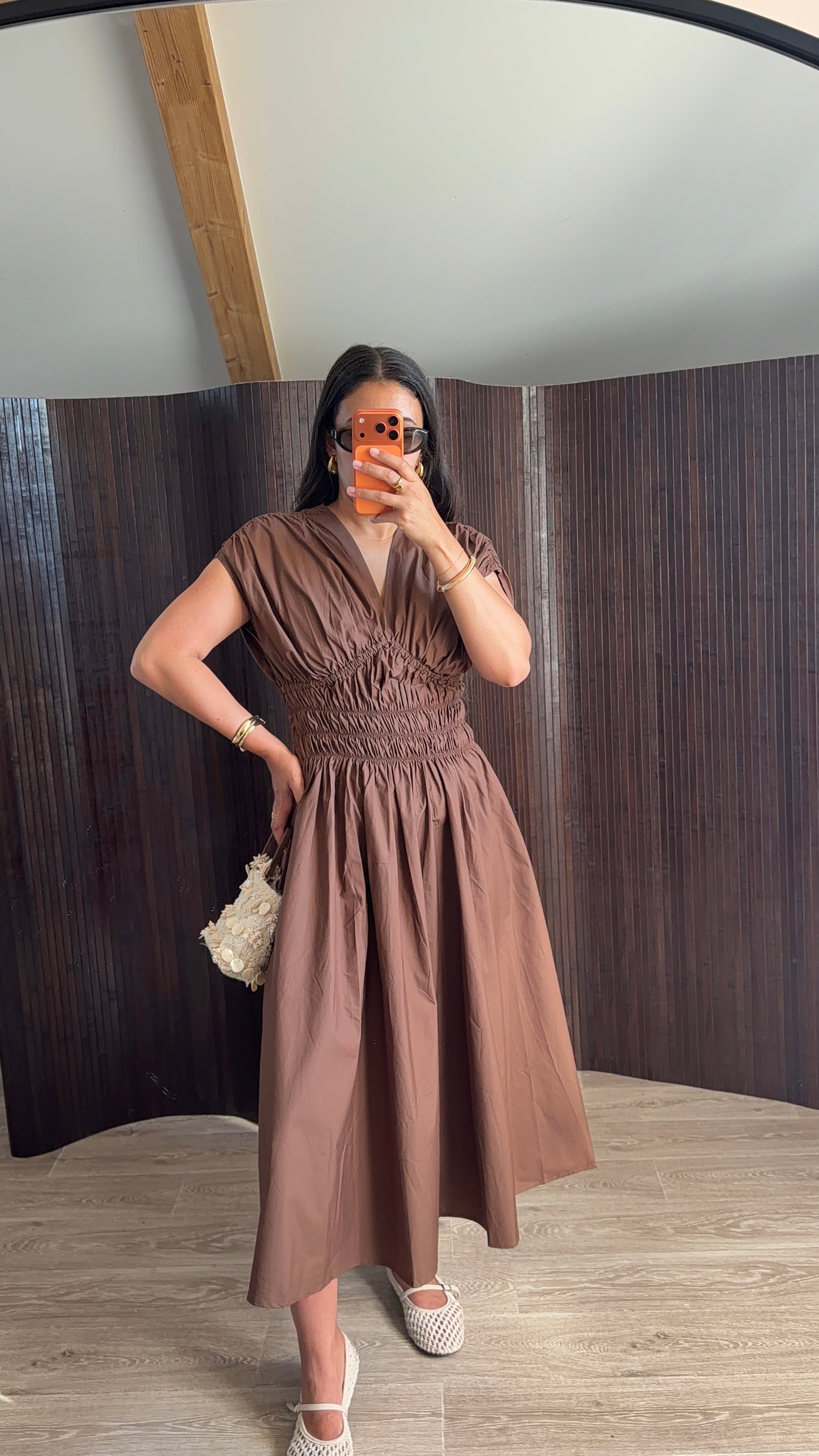 Robe manche courte marron
