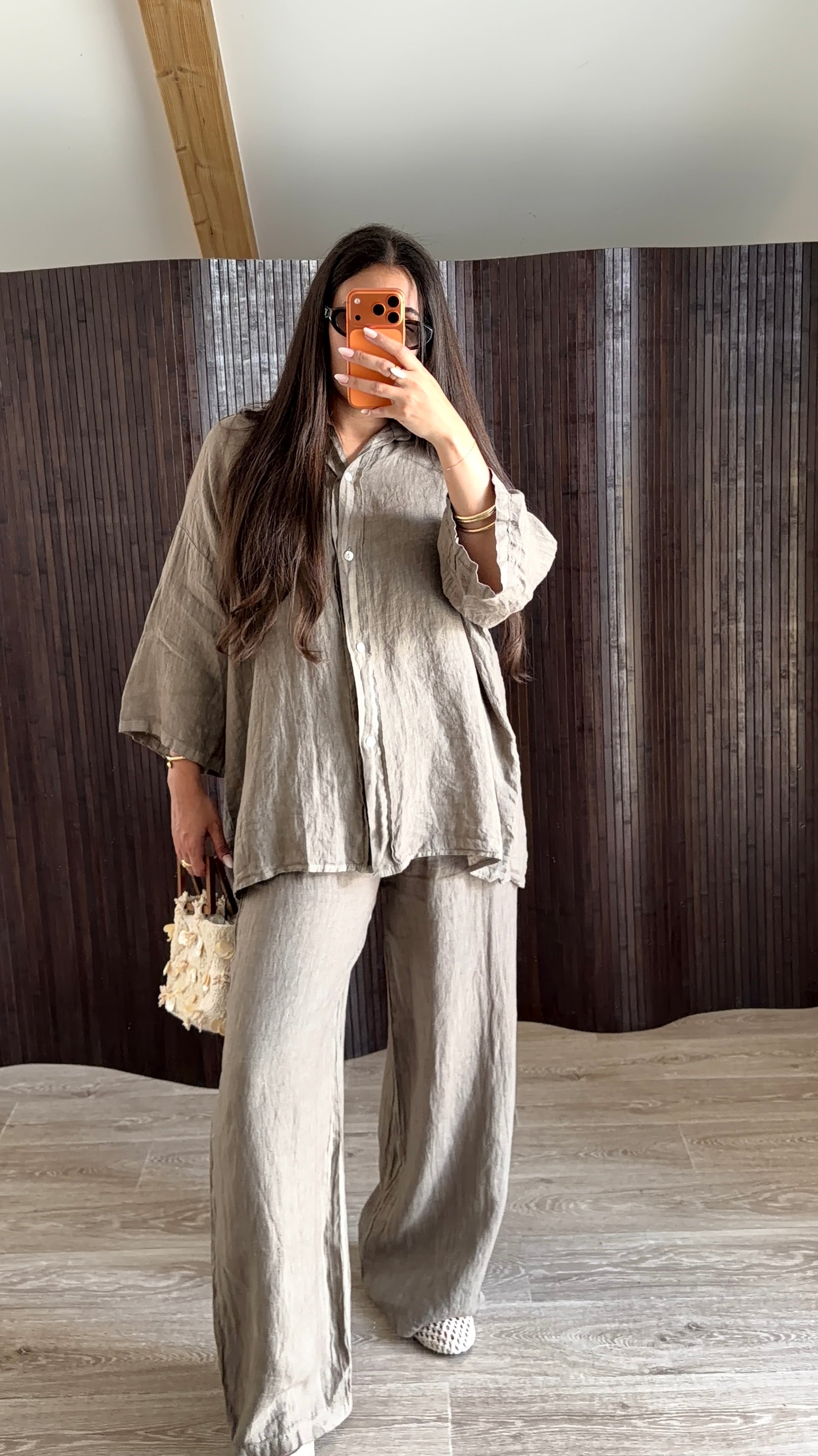ENSEMBLE LIN SUPÉRIEUR TAUPE