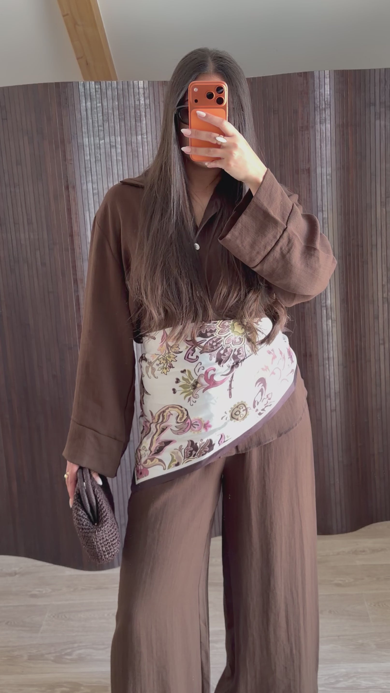 ENSEMBLE FOULARD MARRON