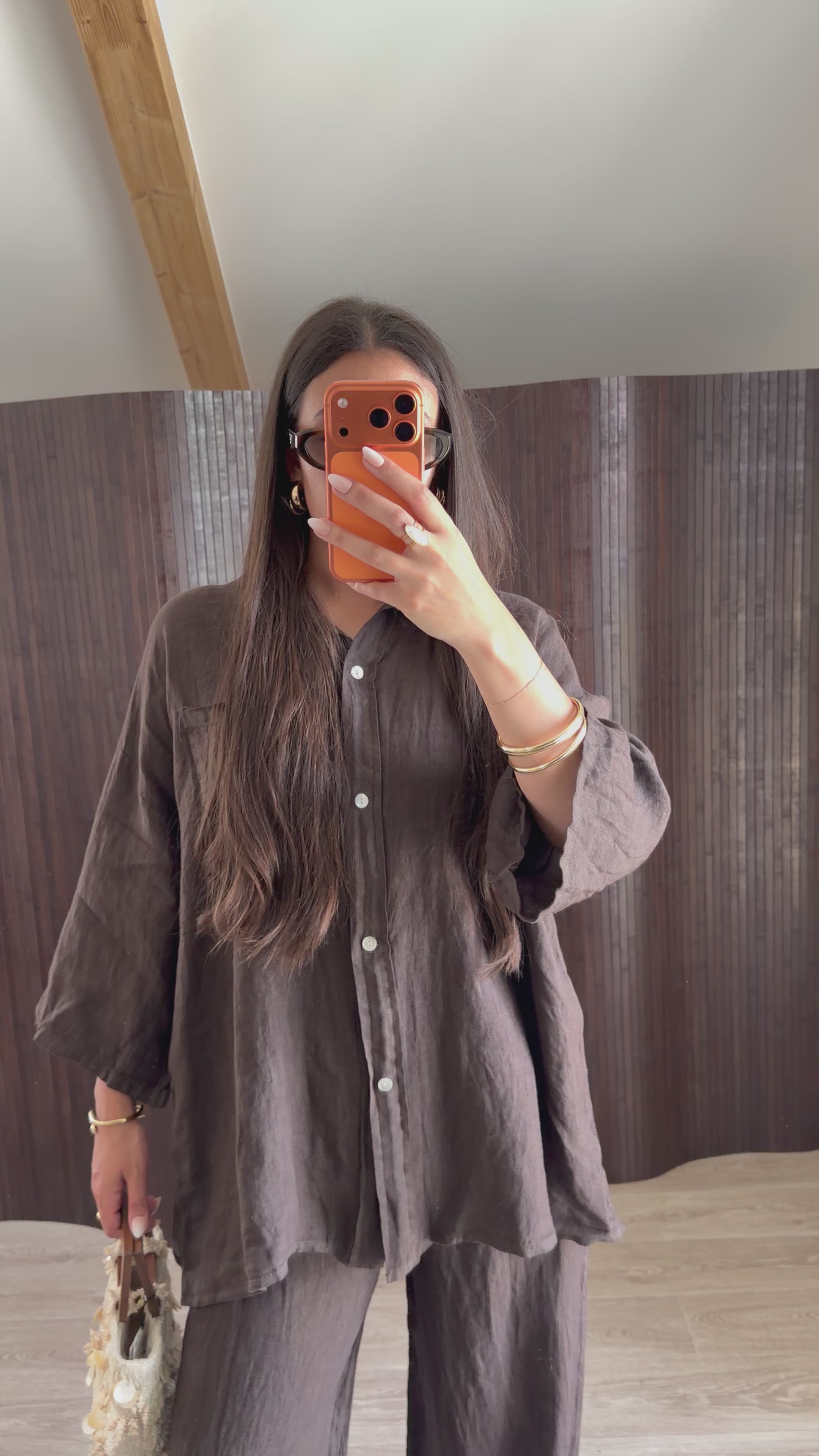 ENSEMBLE LIN SUPÉRIEUR MARRON