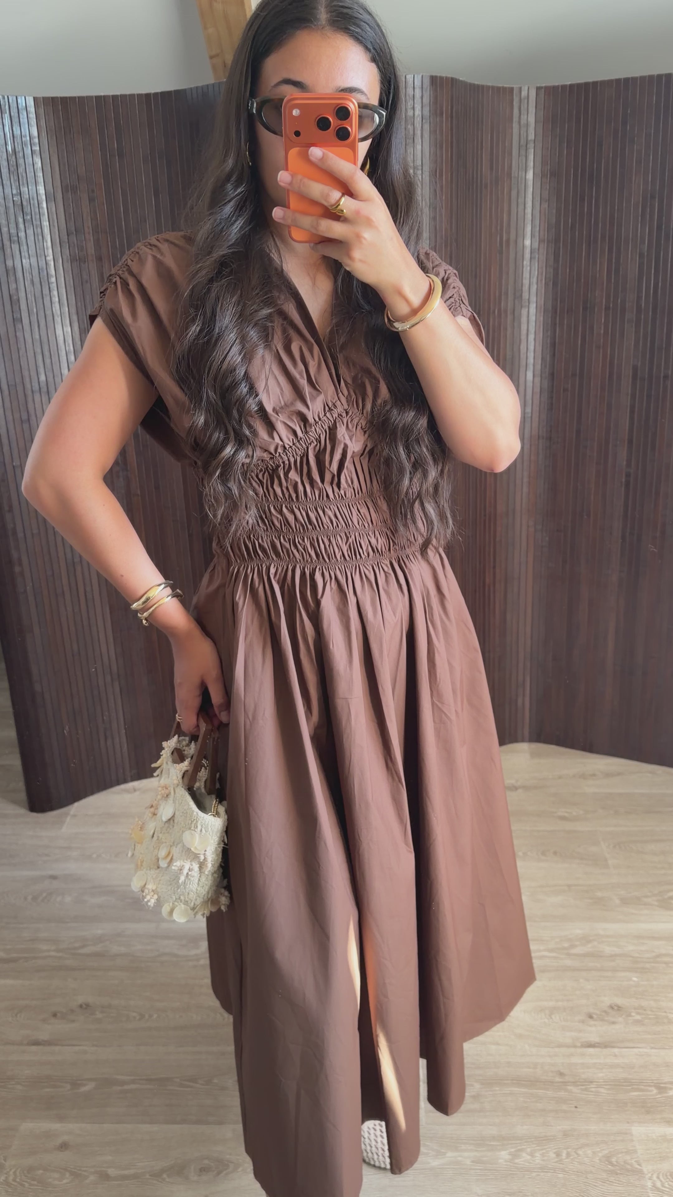 Robe manche courte marron