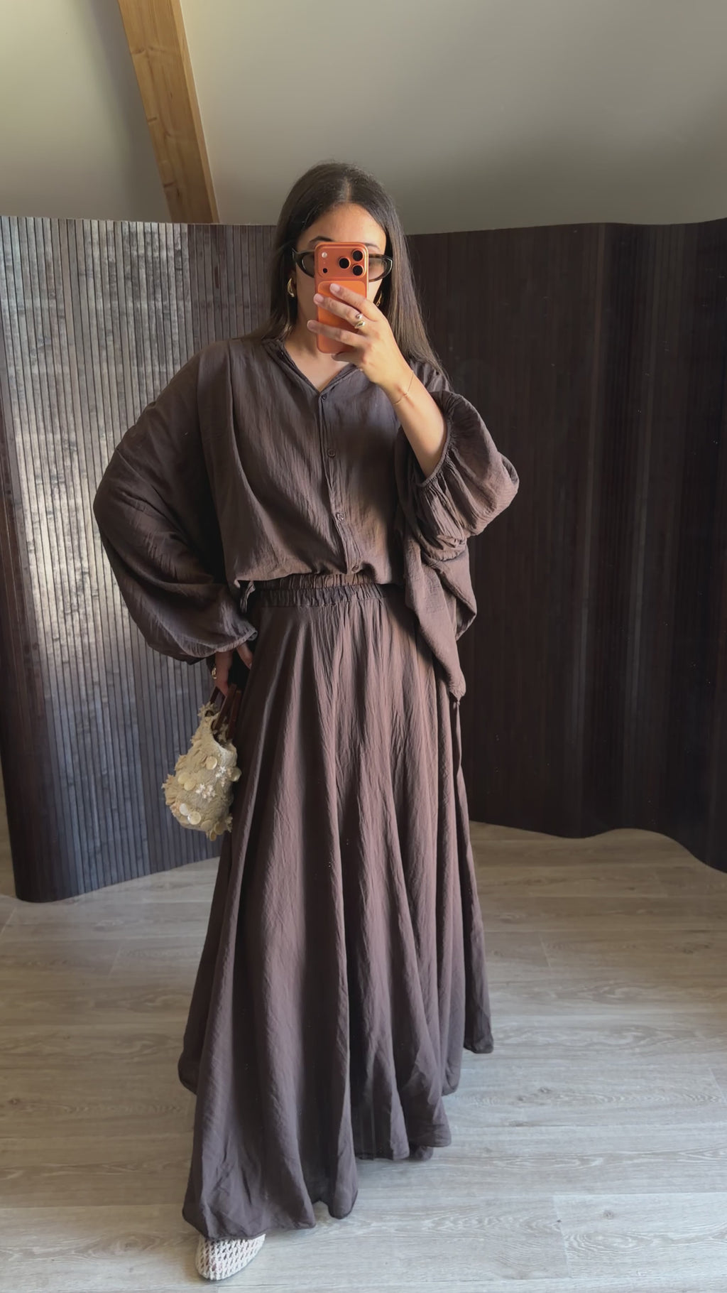 Ensemble jupe & chemisier Alma Marron