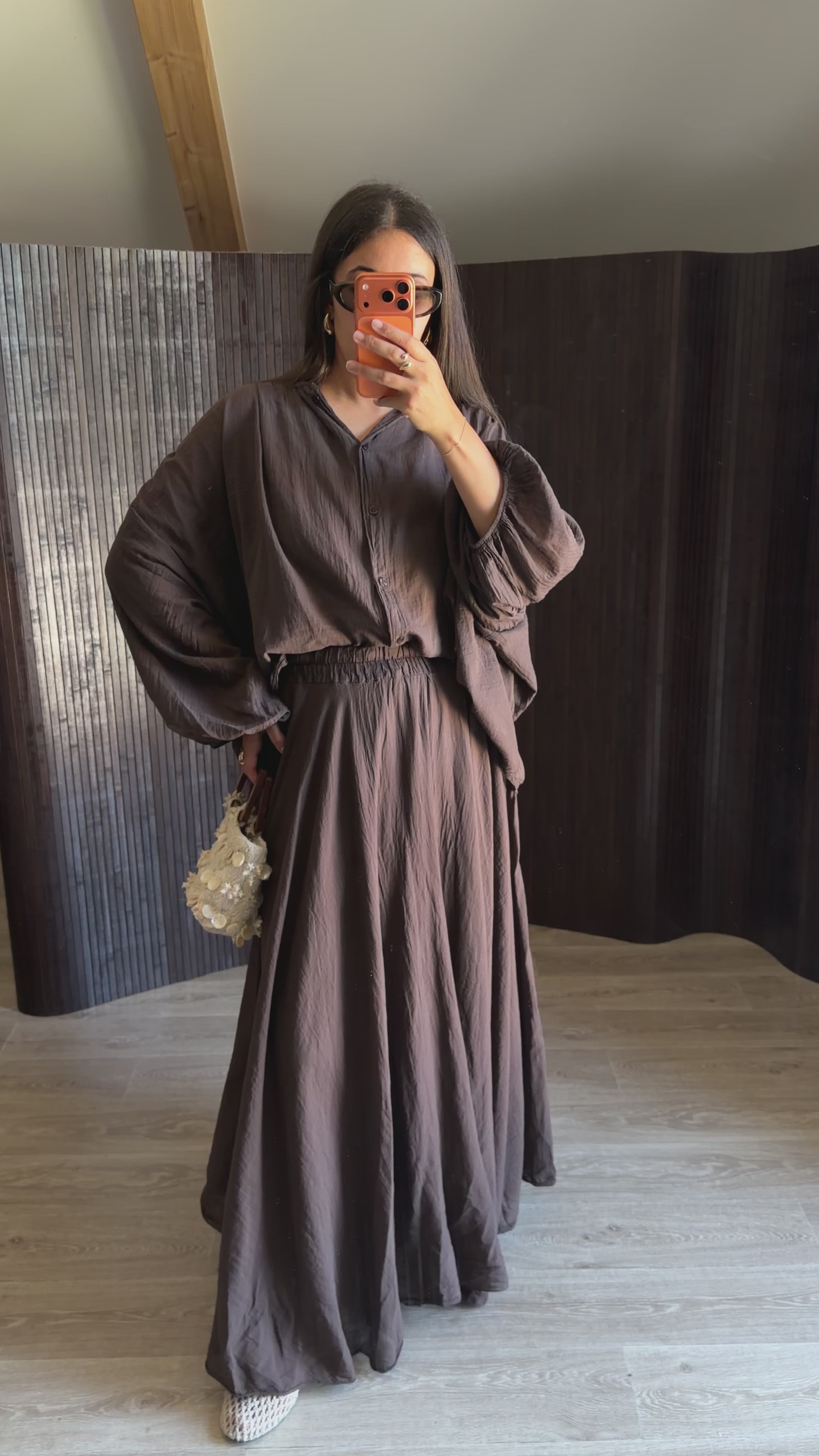Ensemble jupe & chemisier Alma Marron